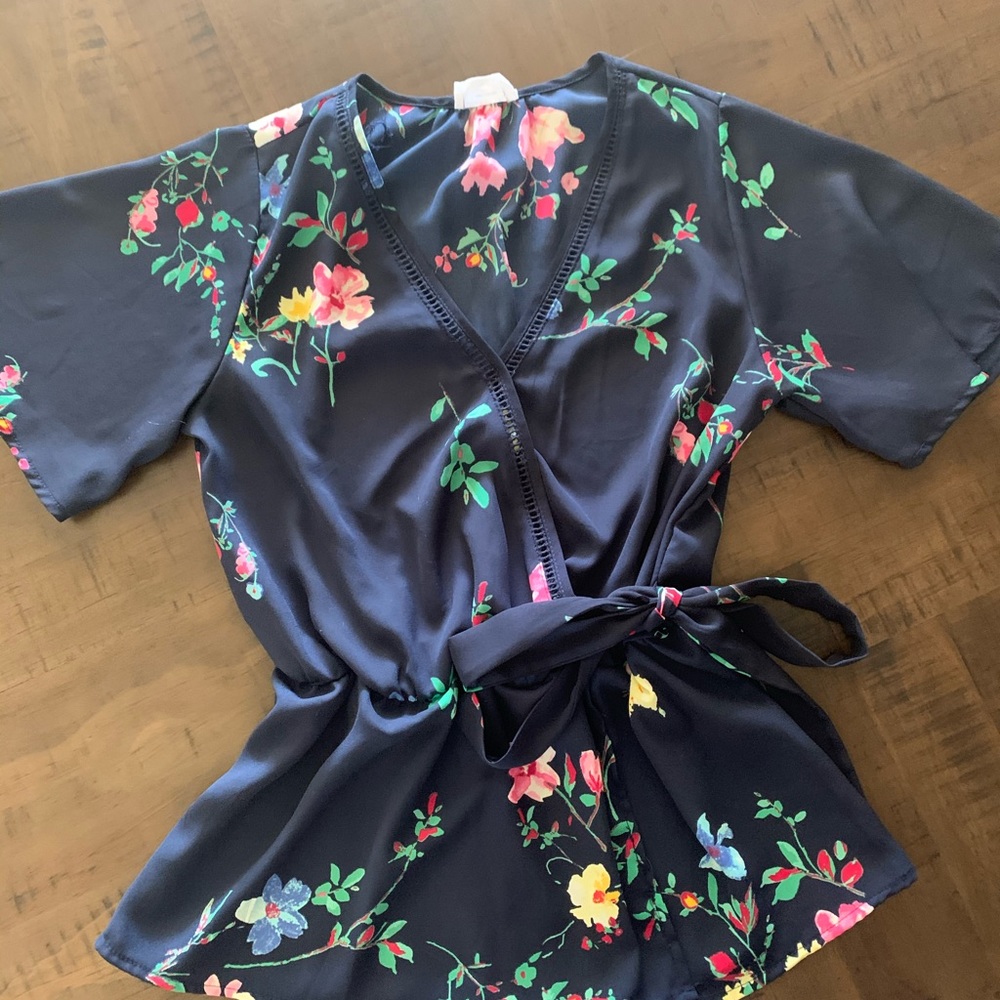 Navy blue wrap shirt